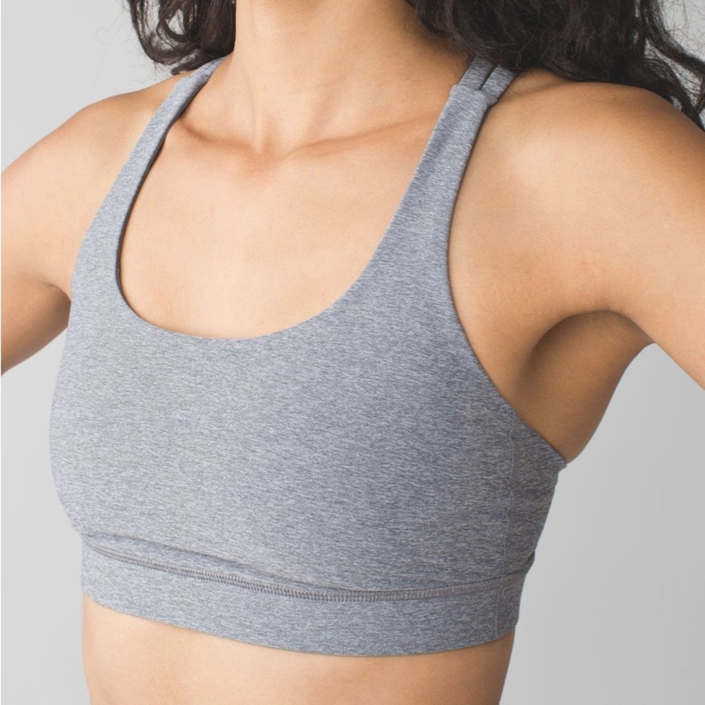 Lululemon Energy Bra in Heather Grey, Size 6